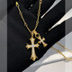 QUAMER Old Phoenix Gold Store Double Cross Zircon Long Sweater Chain Women's 2025 New Light Luxury Niche Fashion Silver Long Necklace 1479