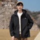HERDE PEOPLE Spring and Autumn new windproof and waterproof jacket for men and women, outdoor hiking and mountaineering jacket for men and women, black 3XL