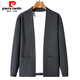 Pier Cardin high-end cardigan men's knitted cardigan spring and autumn new solid color fashionable and versatile casual black sweater jacket dark gray 175/ (suitable for weights 140-160)