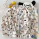 Ziweiqi lindo crayón pijama de algodón shin-yun para mujeres cardigan de verano dibujos animados de ropa para el hogar