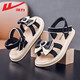Huili Chaussures pour enfants Sandales pour enfants 2025 Été Nouvelles filles Solemn Solemn All-Match Chaussures décontractées arc moyennes grandes enfants chaussures respirantes beige noire -1047 28
