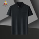 Vogelscheuche Herren kurzärmeligte T-Shirt im mittleren Alter im mittleren Alter mit halbärmeligem T-Shirt Ice Seide Lappel Basishemd T-Shirt Vaters Anzug Polo Top 9196 Navy M 90-110jin [Jin entspricht 0,5 kg]