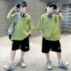 Pregunta Fan Summer Traje Set Summer 2025 NUEVO NIÑOS Sports Cool Style Summer Style Large Large's Large's Tendy Handy Fashion Green [9766] 120 Adecuado para la altura [105-115] CM