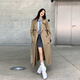 Garnuo Khaki Windbreaker veste pour femmes mi-longueur 2025 printemps et automne Nouveau petit manteau décontracté de style britannique Khaki L [131-150jin [Jin est égal à 0,5 kg]]]