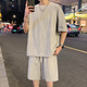 Bunte Edelsteins Sommer Neue American Casual Sports Set Herren zweier Kurzarmshorts cool und hübscher Kleidung 2025 2546-826 Schwarzer Set M ca.