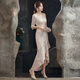 Kaizitu 2025 NUEVO VESTIVO DE PESCA DE PESCA Light Luxury Small Host Dress Champagne Color Long 120 2XL 125Jin [Jin es igual a 0,5 kg]
