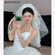 Braut Hochzeitsschleifstyling, Kopfschmuck, Haarzubehör, Hochzeitskleid, Heiratsurkunde, Vorschlag Accessoires, Fotostudio Foto, Reisefoto, Dopaminball -Schleim etwa 80 cm