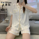 
ShiDipo three-piece ice silk pajamas for women for summer thin 2025 new short-sleeved suit summer imitation silk cool home three-piece set 3887-3 2XL 135-150Jin [Jin equals 0.5 kg]