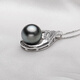 Fat Donglai same style Tahitian pearl pendant single short clavicle chain 925 silver round black 12mm-13mm