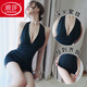 LangSha (LangSha) pajamas for women, ice cold cool mood underwear secretary passionate hot bed sexy temptation small breasts large size no need to take off deep V naked backpack arm skirt black slim fit one size fits all 95--130Jin Jin is equal to 0.5 kg