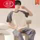 Langsha 2025 Pyjamas Herren Pure Cotton Summer Summer Kurzärmelige Hose dünne große Größe einfach einfach atmungsaktiv und kann außerhalb von Heimbekleidungsset 13603 getragen werden.
