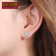 Centennial Baojinxiang Pt950 platinum women's imitation diamond earrings, earrings and earrings, genuine 950 platinum sparkling small sugar cube earrings as a gift, weighing about 3.4-3.6 grams, platinum large sugar cube earrings