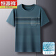 Hengyuanxiang Daddy porte un t-shirt à manches courtes de soie à glace pour hommes en été des vêtements pour hommes à rayures d'âge moyen d'âge moyen du cou