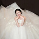 Red makeup and good wedding dress bride 2025 new tube top little super fairy door gauze simple flower light gauze ceremony gauze welcome gauze off-white floor-length style S