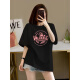 Con la versión coreana pura de la camiseta de algodón puro de algodón puro de albarico fatoso para mujeres 2025 Nuevo verano de gran tamaño, hombro adelgazante, tapa de mangas a media manga moderna 1047# blanco [algodón puro] m [recomendado 100-120Jin [Jin equivale a 0.5 kg]]