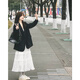 GARNUO black small suit jacket for women 2025 early spring and autumn new style small high-end street-friendly loose casual suit black suit S 101-110Jin Jin equals 0.5 kg