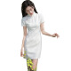 Белая кружевная короткая модифицированная Cheongsam New 2025 молодые женщины Retro Dail