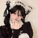 Miqiao Maid Cat Ear Hairband Lolita Hairband Female Headwear Lolita Cute Sweet Girl Hairpin Comic Exhibition Cos Animal Ears Black Hairband + Cat Ear Set