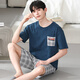 莫代尔男士睡衣男款夏季2025新款夏天薄款帅气宽松大码棉绸家居服可外穿 YSX:9721满铺字母格子英文棉绸套 L [凉感棉绸吸汗透气]