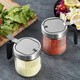Bodenju high-end kitchen seasoning box salt shaker seasoning jar glass seasoning bottle household seasoning jar storage box combination set lead-free glass (can hold 400g salt) 350ml sharing pack 2 (free stainless steel spoon + label)