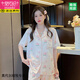 莫代尔2024新款夏季睡衣女款冰丝短袖长裤感甜美水蜜桃夏天薄绸两件套装 YX#9905短袖长裤 XL (建议115-135斤)