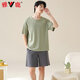 Yalu men's pajamas men's summer thin short-sleeved cotton can be worn outside casual large size boys' home wear suit 42M13601 2XL recommended weight 140-160Jin Jin equals 0.5 kg