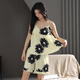 Yalu Pajamas para mujeres Seda de hielo Summer delgado 2025 Nuevo estilo con chaleco de suspensión de almohadilla para el cofre para ropa casual de ropa para el hogar 50m9905 2xl (peso recomendado 135-145Jin [Jin es igual a 0,5 kg])