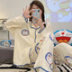 FHHUABDins style internet celebrity new pajamas spring and autumn cardigan thin long sleeve trousers loose princess style home clothing set 9209 three-eyed monster M [recommended 80-100Jin [Jin equals 0.5 kg]]