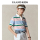 E LAND KIDS 100% cotton children's clothing boys POLO shirt 2025 summer new arrival contrasting stripes L/Pink light pink/26 150