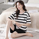 2025 NOUVEAU PAJAMAS POUR LES FEMMES, Coton Pure Summer Coton Coton à manches courtes Clothing à rayures Summer à la maison YZT9855 M Style féminin recommandé 80100jin [Jin est égal à 0,5 kg]