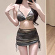 Jin Jin is equal to 0.5 kg. Mu bikini swimsuit women's split long-sleeved four-piece sun protection swimsuit slimming belly-covering ins style hot spring swimsuit strapless bikini four-piece set 80-115 Jin Jin is equal to 0.5 kg