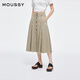 moussy 2025新品复古港风垂感A型牛仔半身裙女028ISA11-2601 070米色 S
