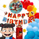 
New Nezha: The Devil Child's Happy Birthday Scene Decoration Ceremony Party Banner Aluminum Film Balloon Set Nezha Balloon Set-6630 (with pumping pump and dots