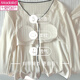 Modal small fragrant style apricot pure cotton pajamas for women in spring and autumn 2025 new style with chest pad integrated long sleeves set YM9921-brown (with chest pad) L [Suggested 90-105Jin [Jin equals 0.5 kg]]