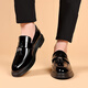 Huilijun Patrón de cocodrilo Patente de otoño e invierno Jóvenes de cuero jóvenes casuales de sola gruesa para hombres zapatos para hombres doodou para hombres Shine Business LOAFER COOLO SATOS 9926 Shine Black Foot Cover 38