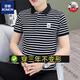 ROMON pure cotton polo shirt men's short-sleeved T-shirt striped lapel top summer new high-end business collared T-shirt Father's Day gift TB-QY753 gray and white M [Suggested 100-120 Jin [Jin equals 0.5 kg]]