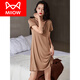 Catman (MiiOW) brand modal nightgown for women summer chest pads without wearing bra sexy thin small pajamas dress dress black [with chest pad] 1203 2XL 175