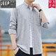 Jeep (Jeep) Marca de alta gama oficial Spring and Autumn Men's Algoder Canawer Camiseta de manga larga casual Retro Strip Volea