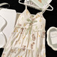 
Single Nanwei summer new knitted cotton nightgown with breast pad sexy suspender midi skirt sweet and cute style home clothes nightgown 687-1 2XL