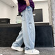 Snoopy Official Boys Jeans Tennis Sommer Dünner Stil 2025 Kinder hübsche Scimitar Hosen Jungen Eis Seide Straight Hosen Hellblau-Summer Thin Style 140 cm