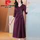 Pierre Cardin Noble joven vestido de novia de suegra para mujeres 2025 Spring y otoño NUEVO vestido de novia Vestido de novia Vino de boda de su cuerpo de alta gama Marca de lujo rojo 3xl recomendado 130-145Jin [Jin equivale a 0.5 kg]