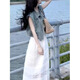 Xcfreht French Long Jirt Seaside Vacation White Suspenten Robe Texture 2025 Version de denim de nouveau costume d'été pour femmes 694 # [Fabric] M [suggéré 95-105jin [Jin est égal à 0,5 kg]]]