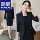 ROMON Light Luxury Women's Pink Business Wear Small Suit Suit Women's High-end Spring and Autumn Wear Small Jacket Temperament Suit Blue Suit + Dress M