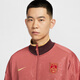 耐克（NIKE）官方中国队男子速干薄绒足球夹克夏季新款 PRO FZ9392 691峡谷锈橙 L