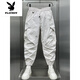 Playboy (Playboy) 2025 Nouveau pantalon de travail décontracté, belles liens à glissière, pantalon harem, pantalon d'automne décontracté à neuf points, nouveau produit masculin, Black L Weight 125-140jin [Jin est égal à 0,5 kg]