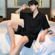 Catman Miiow Pajamas Men Summer Seda de seda de seda corta Summer Sumly Silk Style se puede usar fuera del traje de ropa para el hogar S1381 Men 3xl