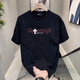 Chang Luzhu 2025 Sommer New American 220G Pure Cottro Retro Schwarzes Top-Paar Outfit Vielseitige runde Hals kurzärmeligte T-Shirt für Männer und Frauen V695 Black S