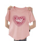 Rosa vordere Schulter kurzärmeligte T-Shirt für den Sommer für Frauen 2025 Neues Design Nische gebogen
