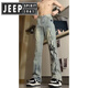 Jeep Spirit Jeep Flame Jeep Jeans Herren Sommertrendmarke Straight Hosen High Street Style 692-Black 2xl [135-150jin [Jin entspricht 0,5 kg]]