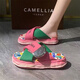 Belle thick-soled sandals for women in summer wear 2025 new internet celebrity super popular niche graffiti beach sandals feel yellow graffiti 36